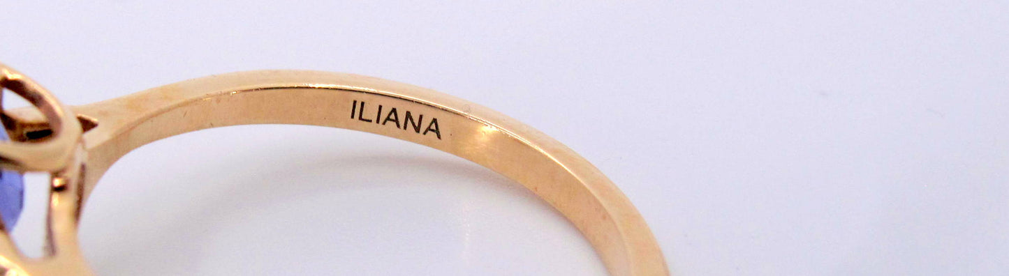 Superb 18K Gold ILIANA Tanzanite & Diamonds Ladies Ring Size 7.25