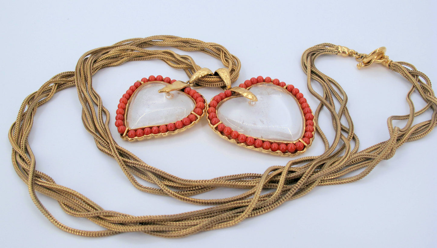 Vintage R. GOOSSENS Paris Hearts Long Ladies Necklace 30" Long