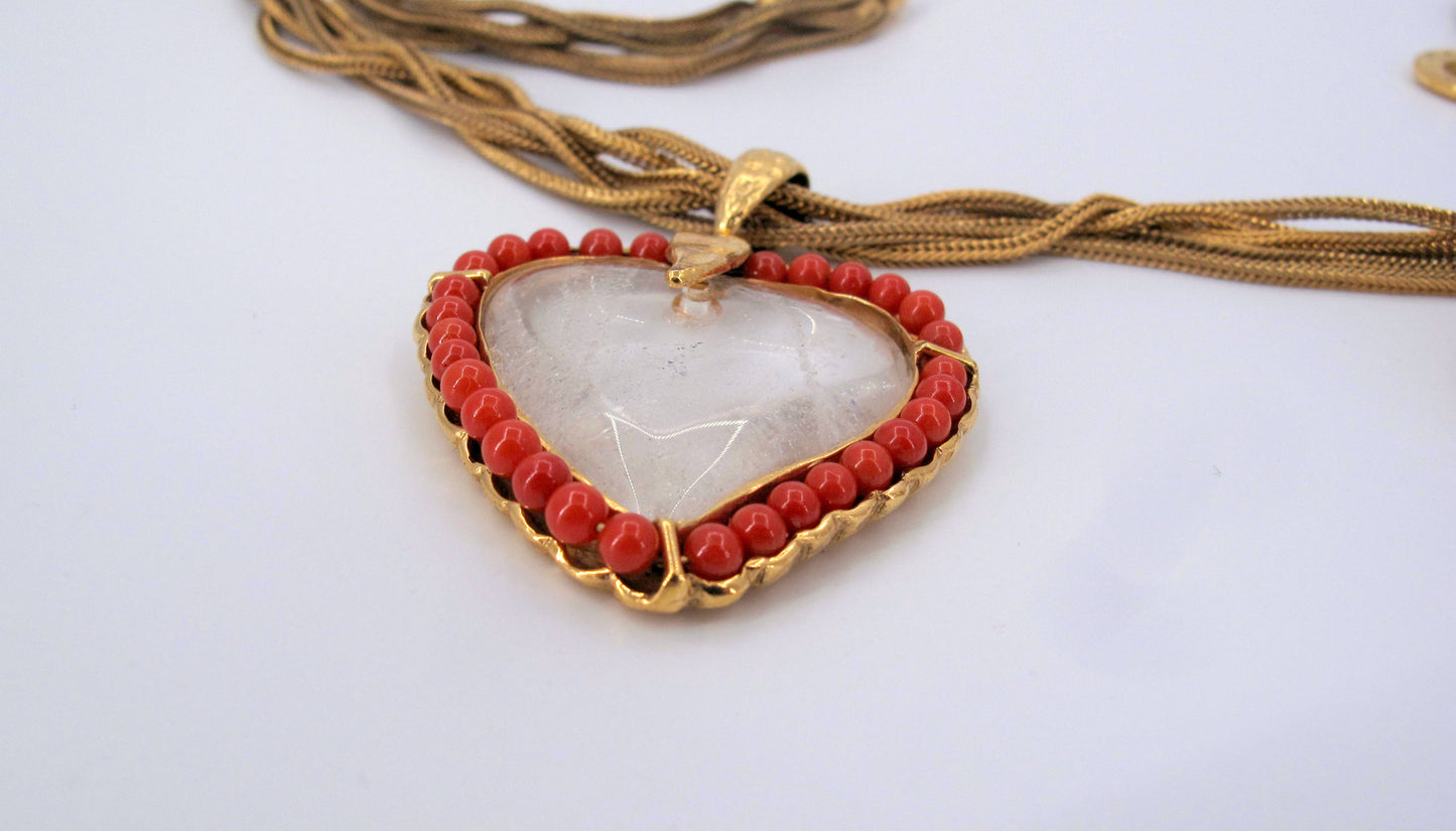 Vintage R. GOOSSENS Paris Hearts Long Ladies Necklace 30" Long