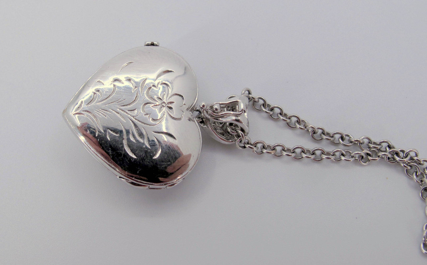 18k/14k Gold Pink Topaz Diamond Heart Locket Ladies Necklace 15" Long