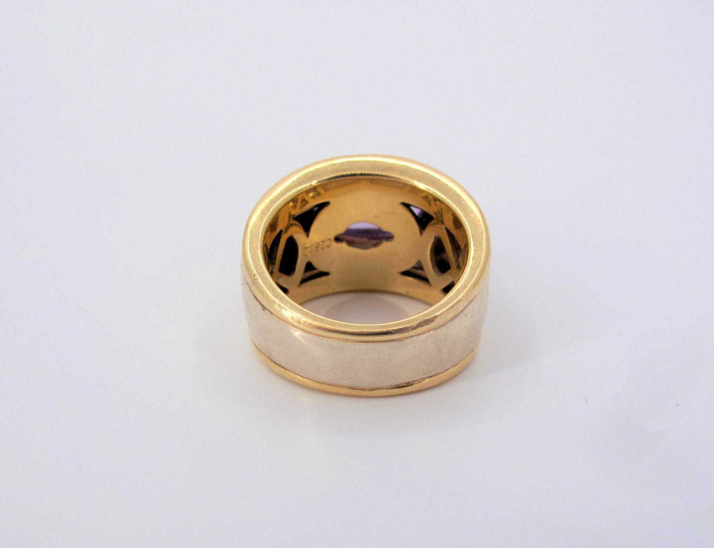 Superb 18K Gold MARINA B. Amethyst Ladies Cocktail Ring Size 6