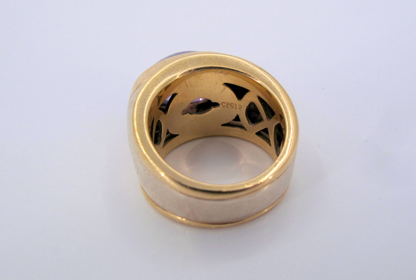 Superb 18K Gold MARINA B. Amethyst Ladies Cocktail Ring Size 6