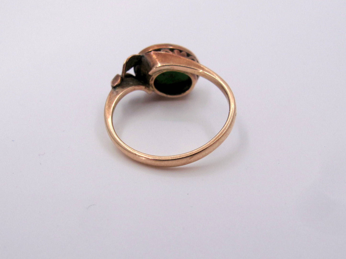 Estate 14K Gold Vintage Jade Ladies Ring Size 6.5 Fine Jewelry