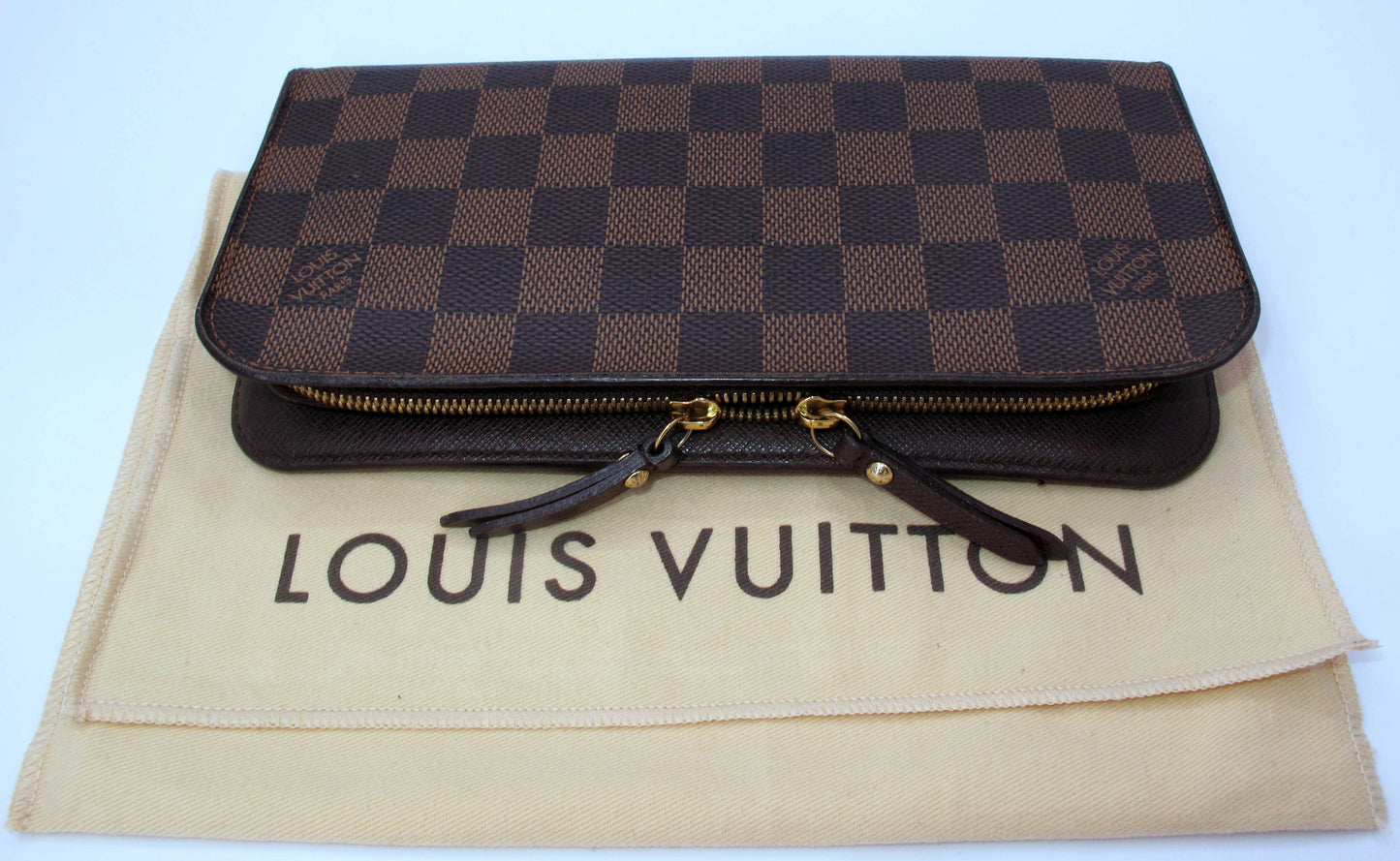 Original Louis Vuitton ANSORITO Damier Ebene Ladies Long Wallet