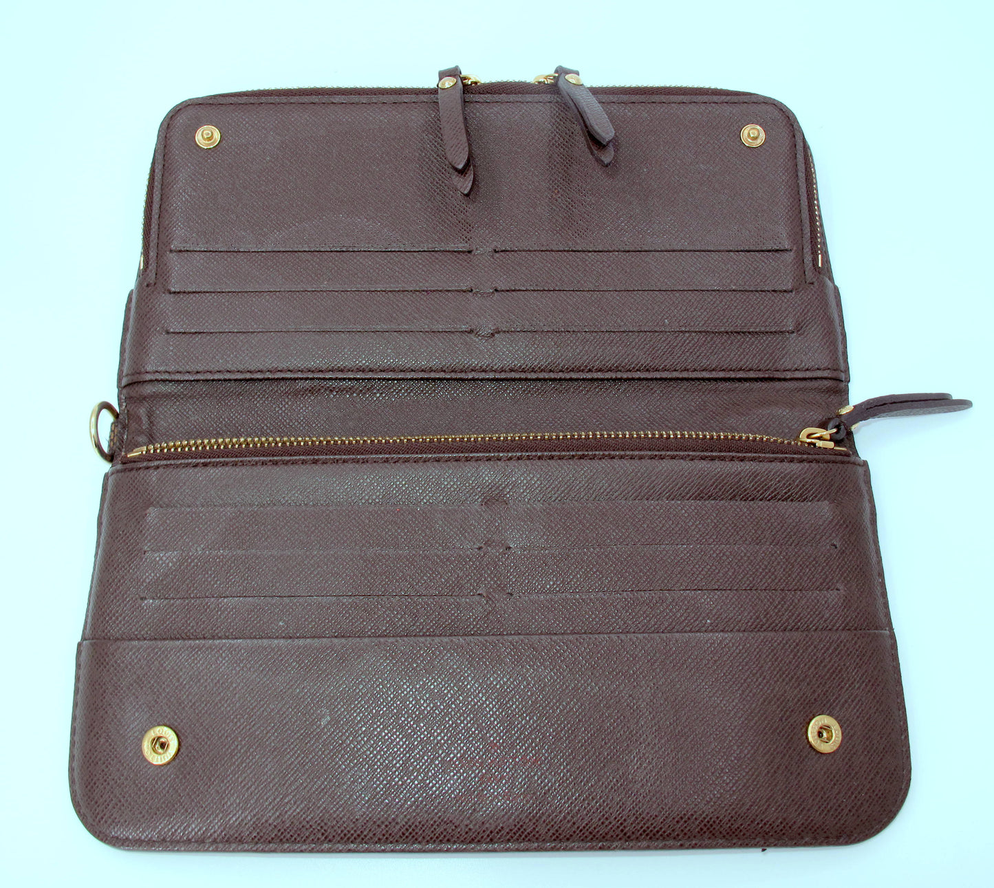 Original Louis Vuitton ANSORITO Damier Ebene Ladies Long Wallet