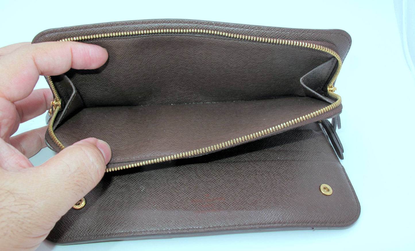 Original Louis Vuitton ANSORITO Damier Ebene Ladies Long Wallet