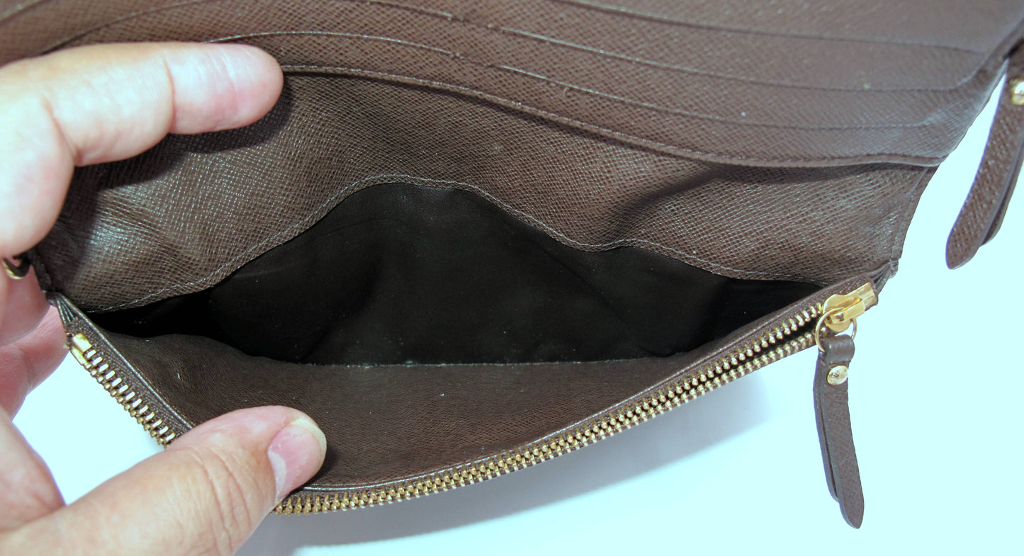 Original Louis Vuitton ANSORITO Damier Ebene Ladies Long Wallet