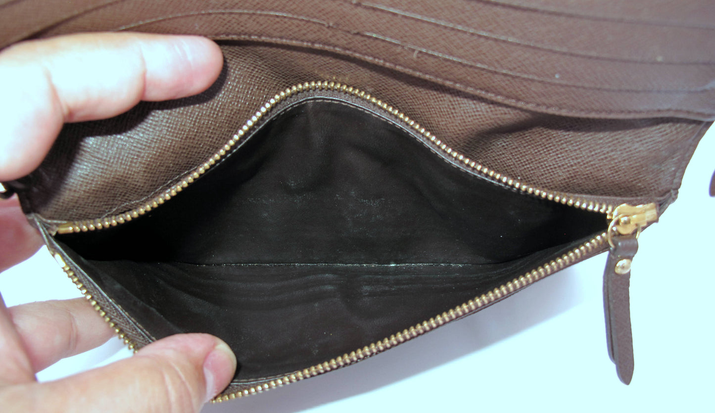 Original Louis Vuitton ANSORITO Damier Ebene Ladies Long Wallet