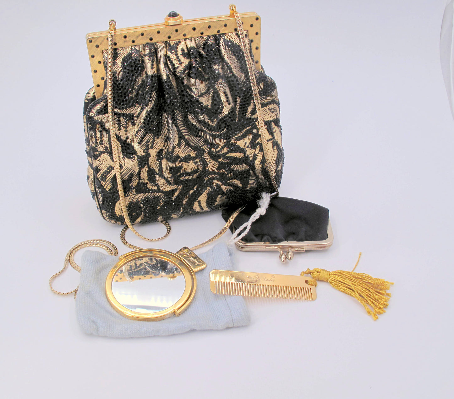 Original JUDITH LEIBER Gold Evening ladies handbag With Extras