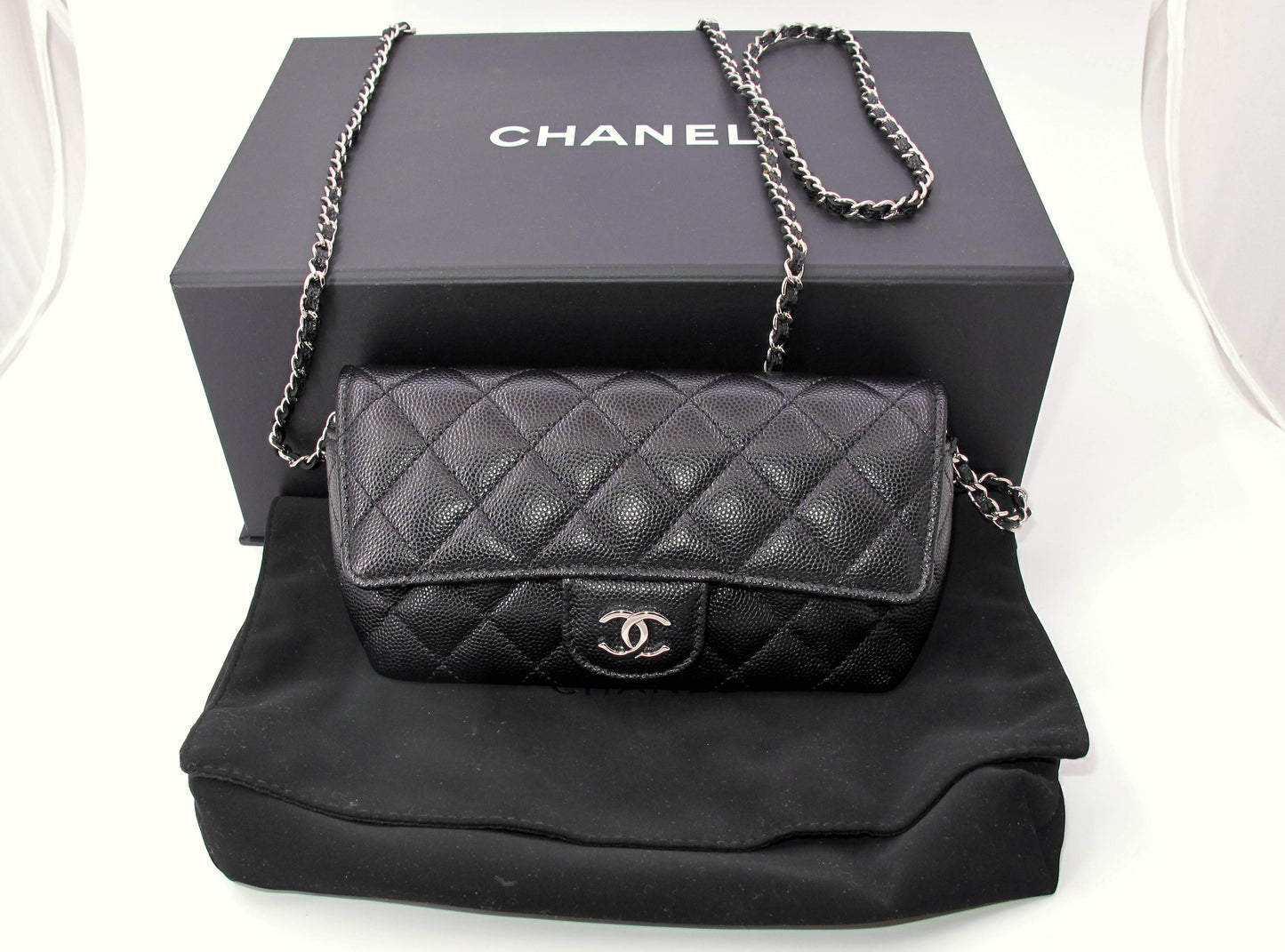 Original Chanel Caviar Leather Sunglasses Case Bag With Box and Dustbag