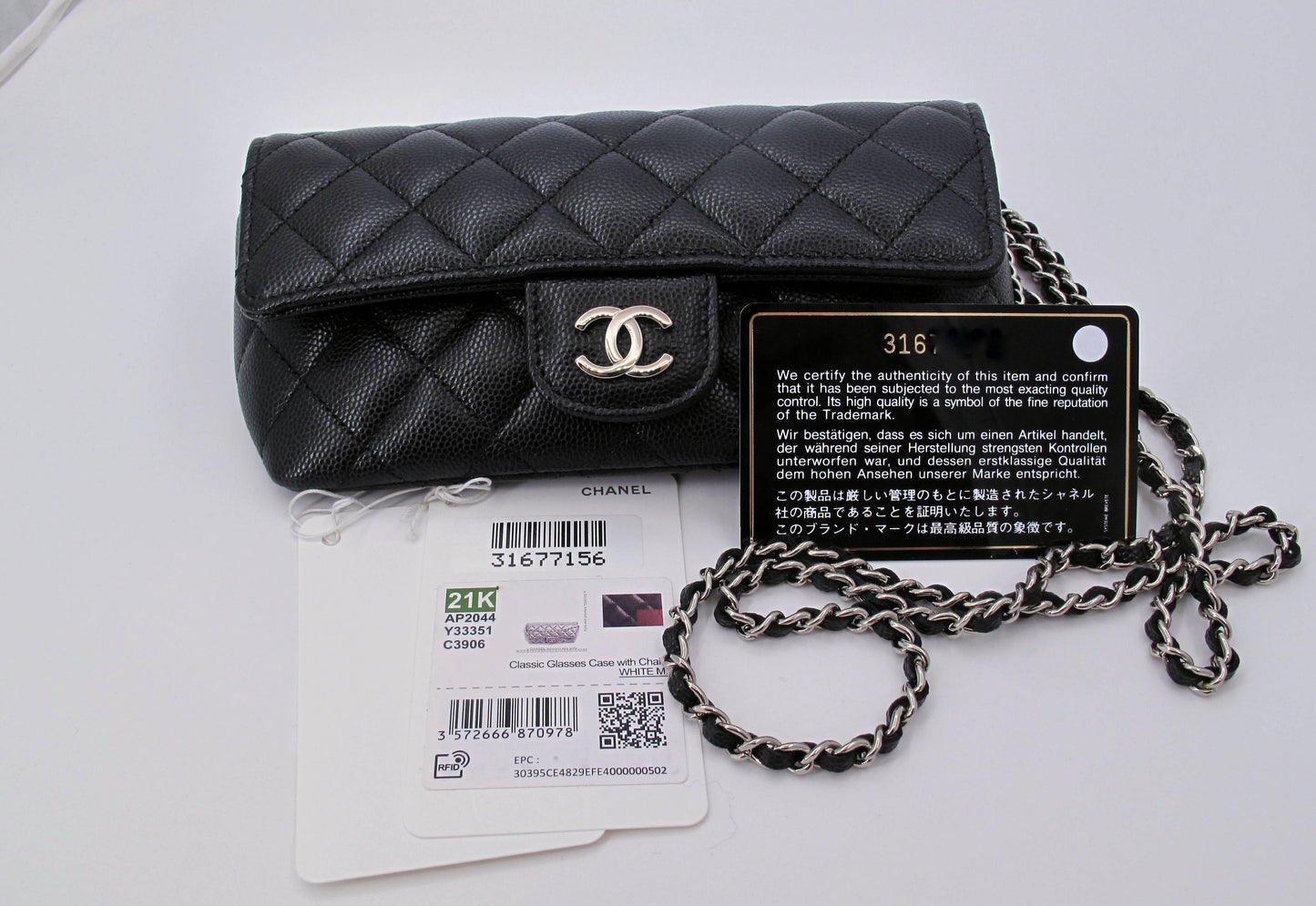 Original Chanel Caviar Leather Sunglasses Case Bag With Box and Dustbag