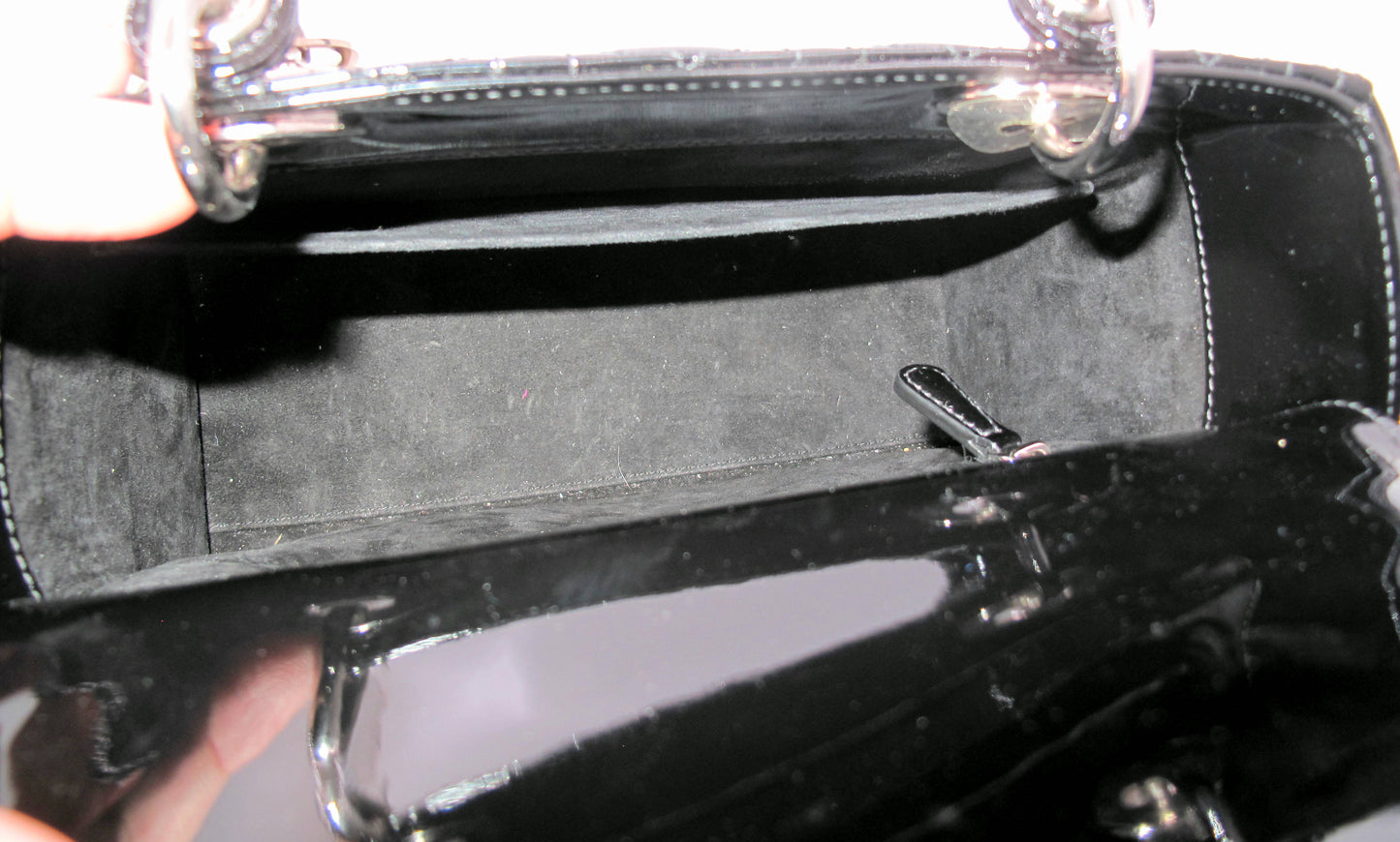 Original Christian Dior "Lady Dior" Cannage Black Patent Ladies Handbag