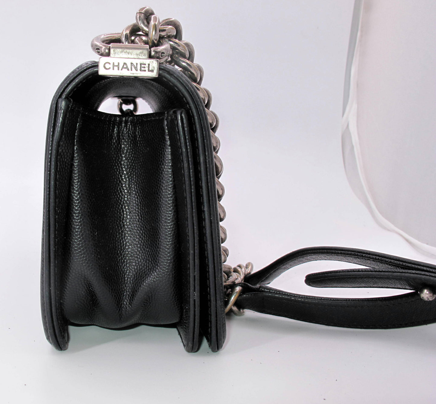 Original Chanel Caviar Mini Boy Bag Ladies Handbag Black Color