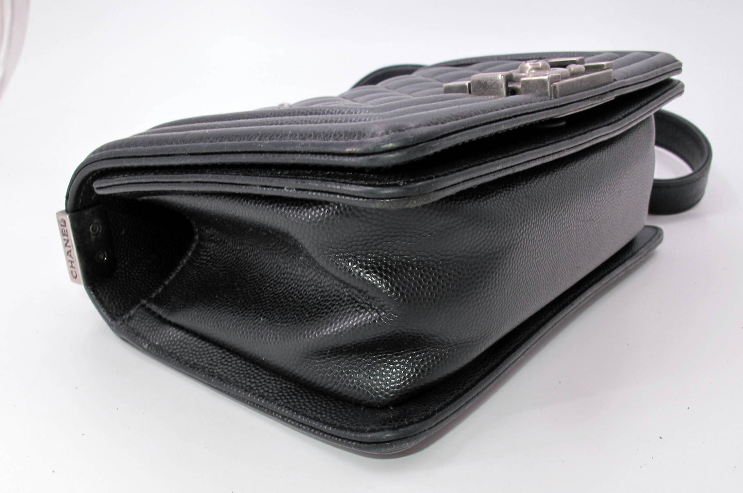 Original Chanel Caviar Mini Boy Bag Ladies Handbag Black Color