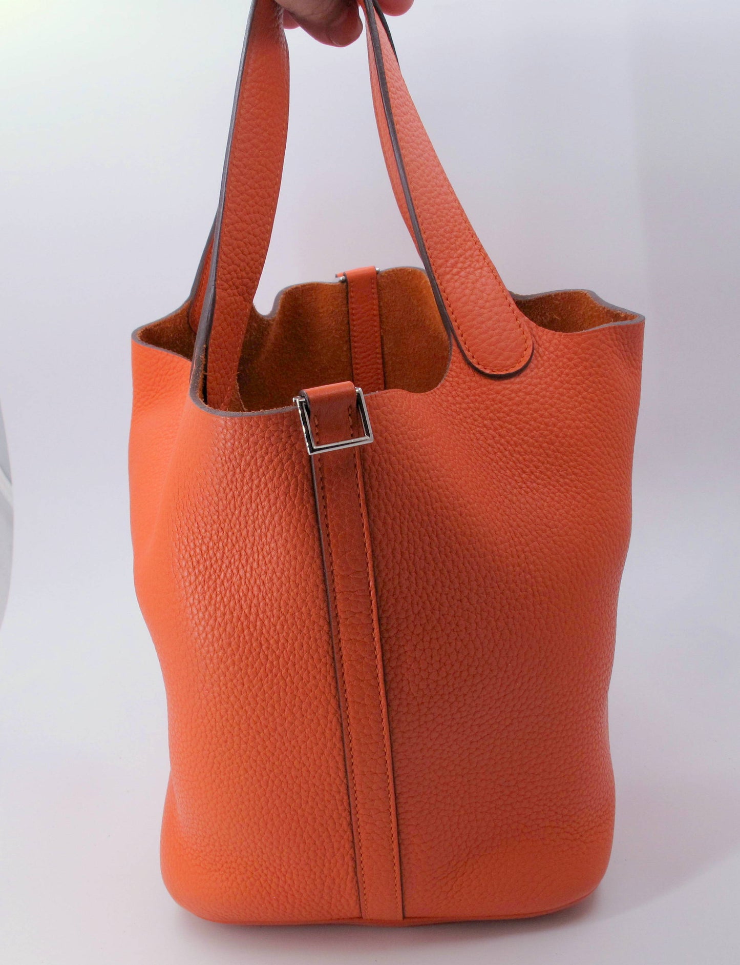 Original HERMES Picotin Lock 22cm Orange Handbag With Box/Dustbag