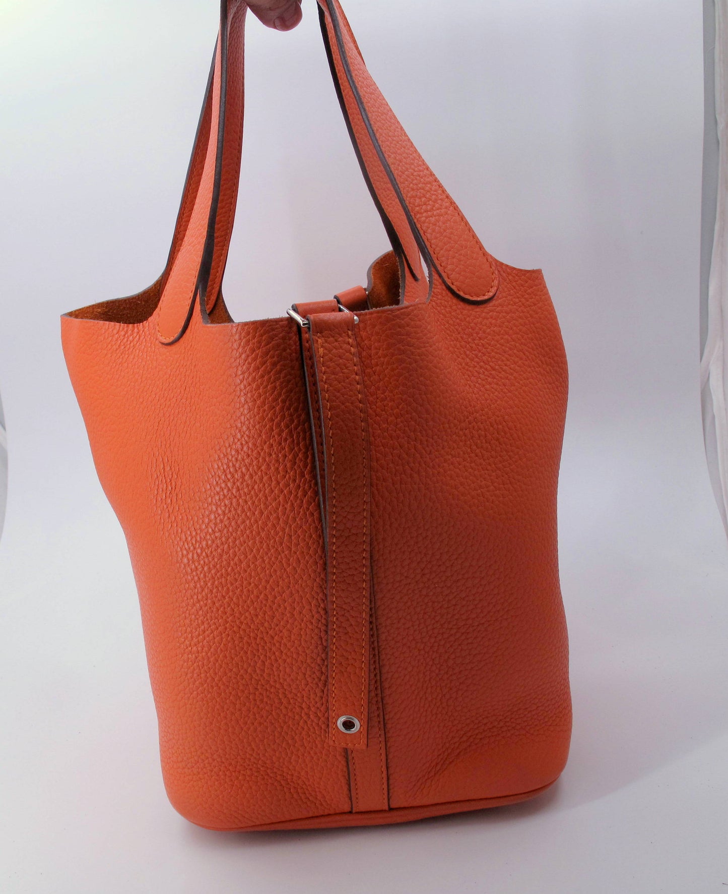 Original HERMES Picotin Lock 22cm Orange Handbag With Box/Dustbag