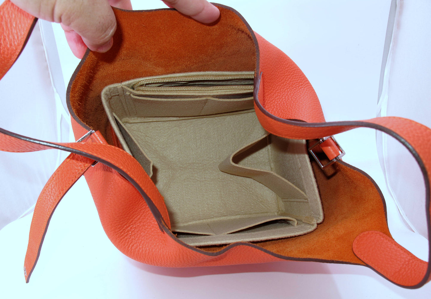 Original HERMES Picotin Lock 22cm Orange Handbag With Box/Dustbag