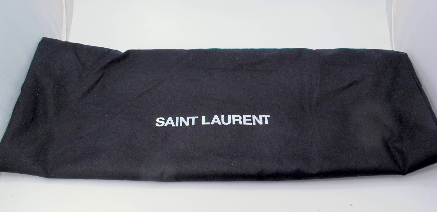 Original YVES SAINT LAURENT Crocodile Effect Black Tote Handbag W/Pouch
