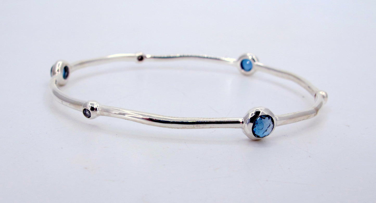 Sterling Silver IPPOLITA Blue Stone and Diamonds Ladies bangle bracelet