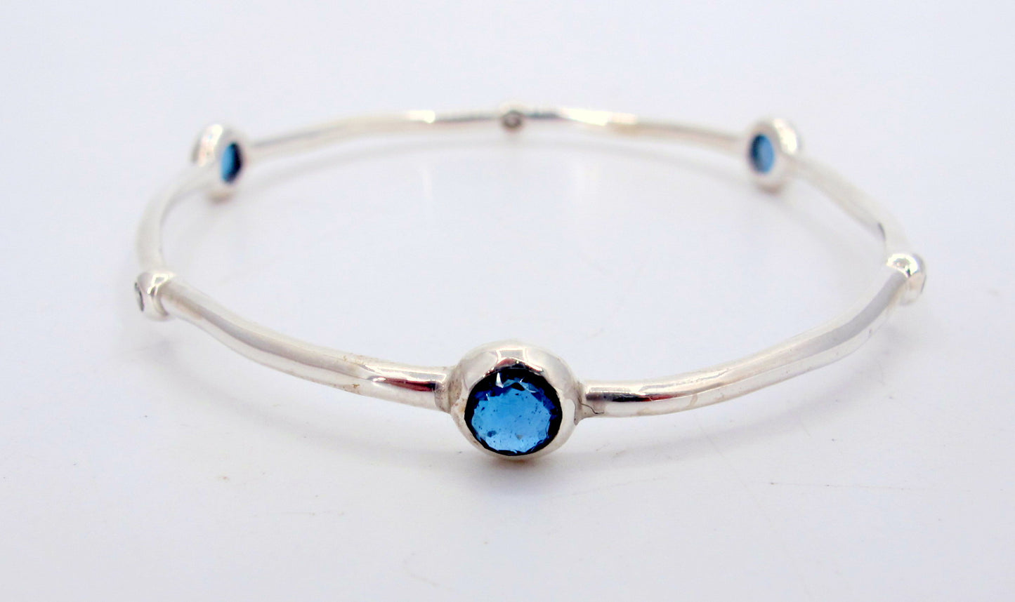 Sterling Silver IPPOLITA Blue Stone and Diamonds Ladies bangle bracelet
