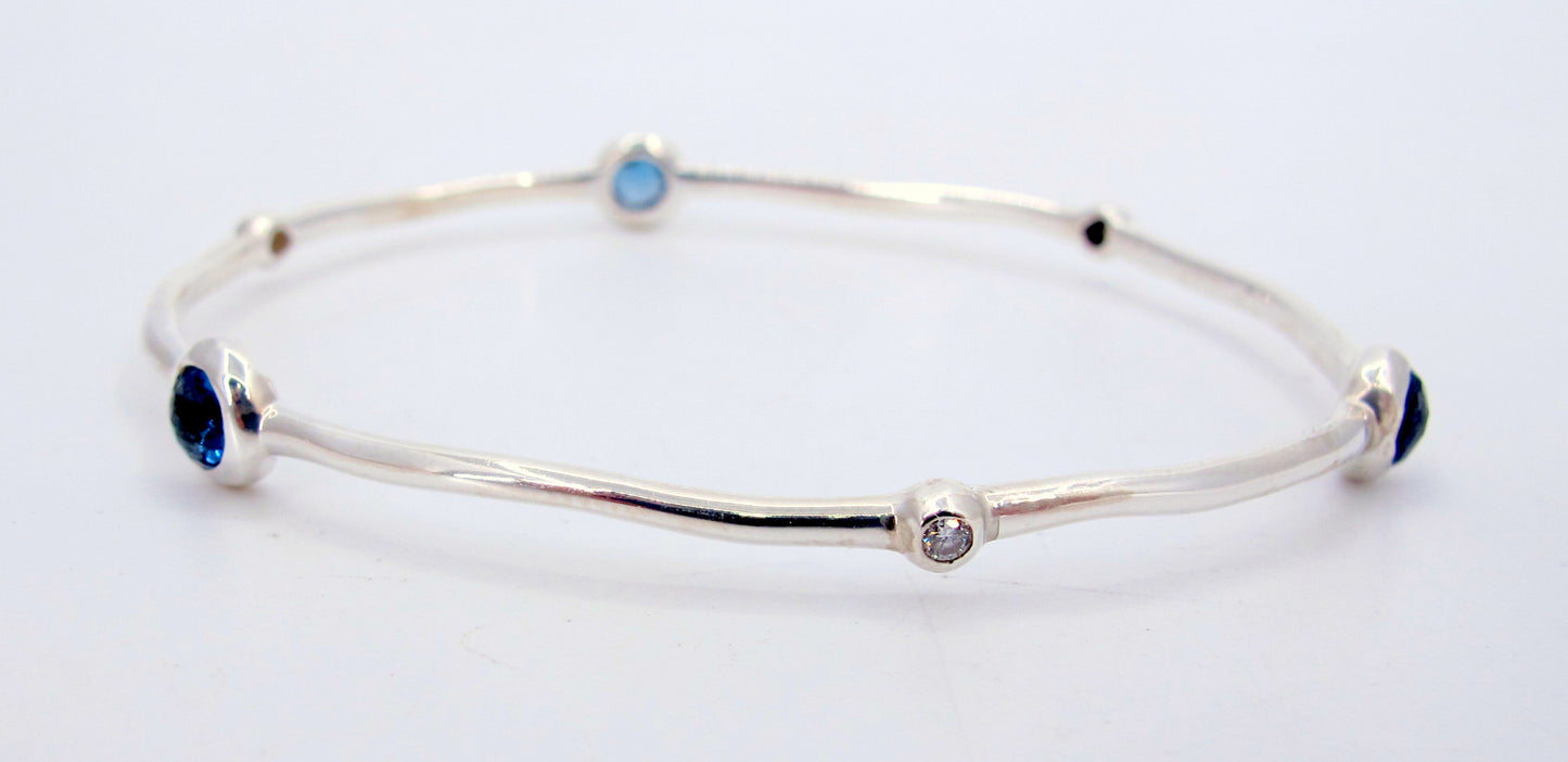 Sterling Silver IPPOLITA Blue Stone and Diamonds Ladies bangle bracelet