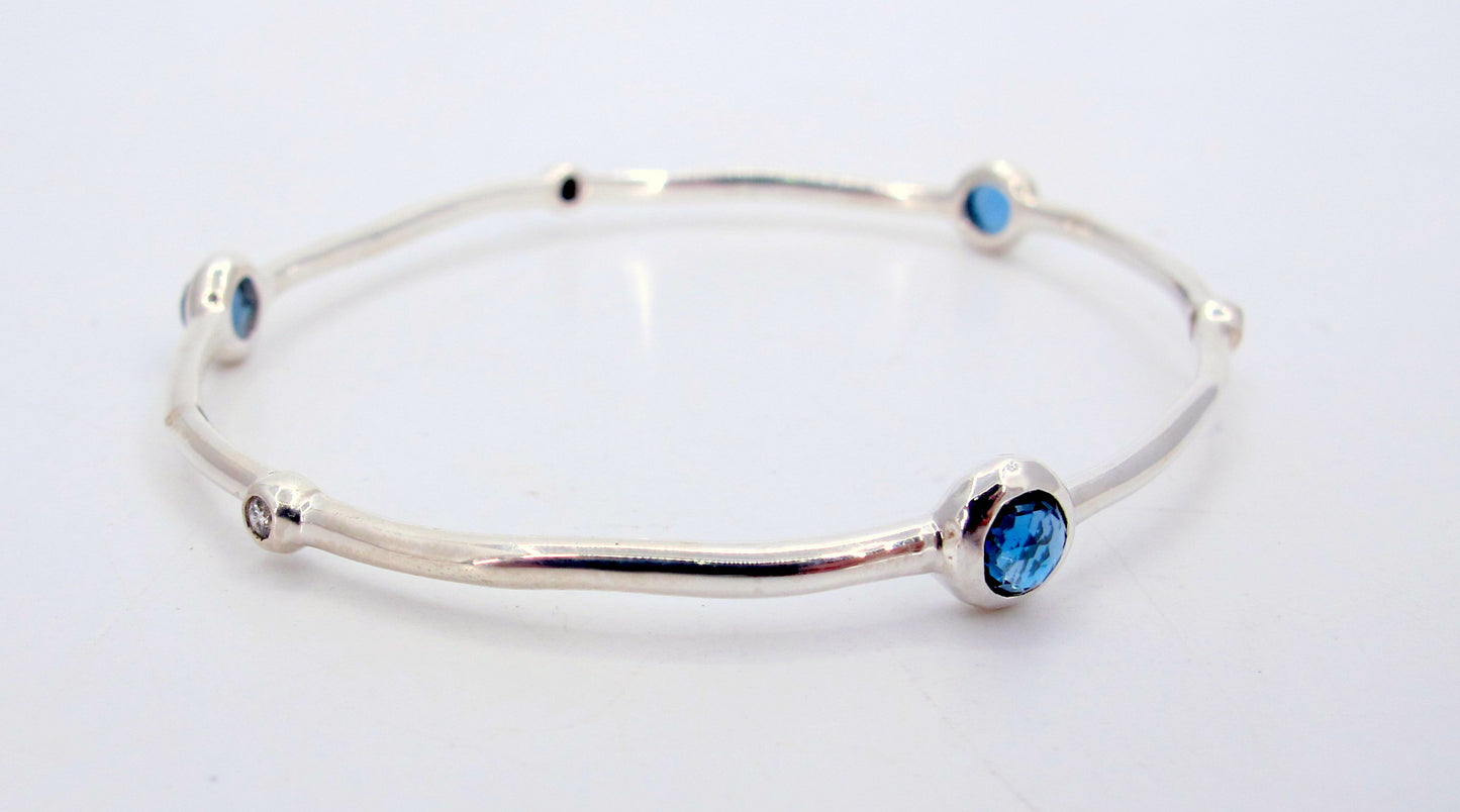 Sterling Silver IPPOLITA Blue Stone and Diamonds Ladies bangle bracelet