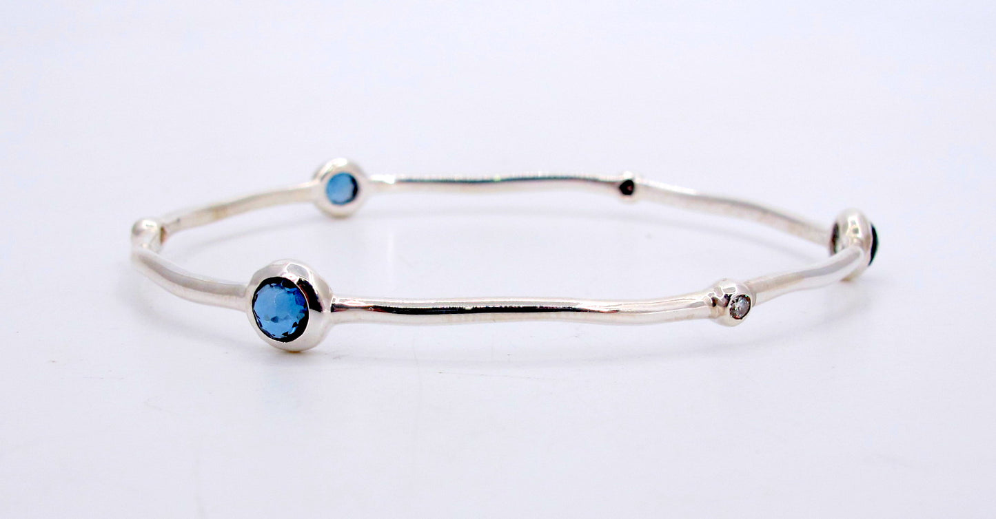 Sterling Silver IPPOLITA Blue Stone and Diamonds Ladies bangle bracelet