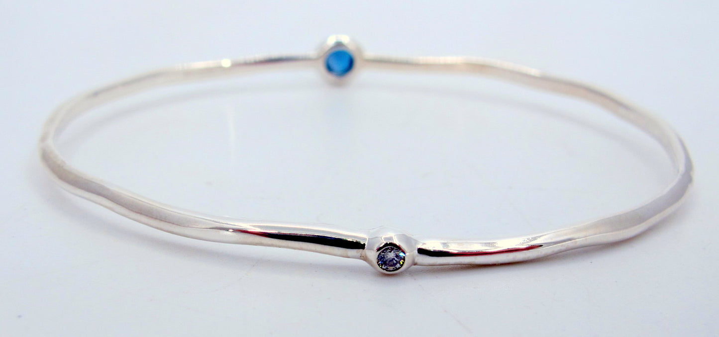 Sterling Silver IPPOLITA Blue Stone and Diamonds Ladies bangle bracelet