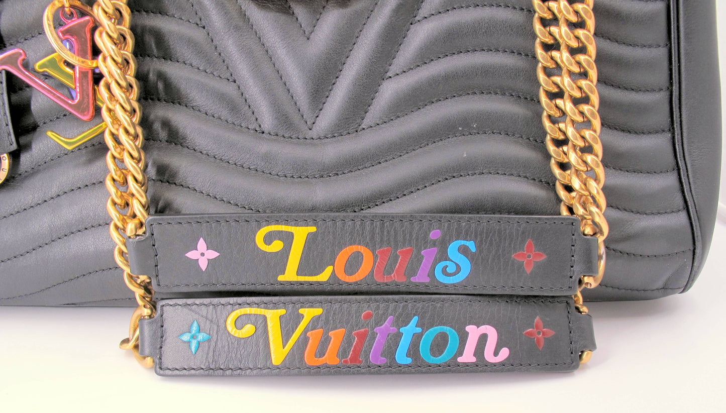 Original LOUIS VUITTON "NEW WAVE" Black Calfskin Ladies Handbag