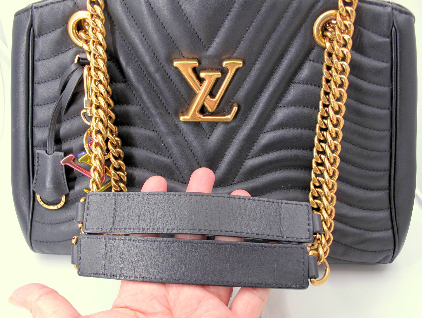 Original LOUIS VUITTON "NEW WAVE" Black Calfskin Ladies Handbag