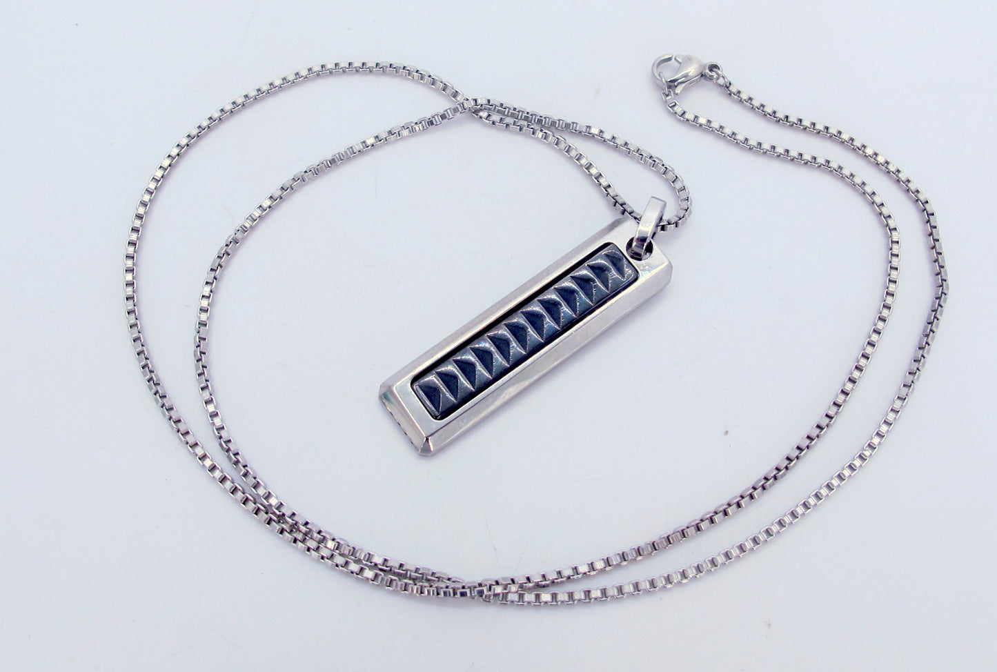 TIFFANY AND CO. Picasso Steel Bar Pendant Necklace 19" Long