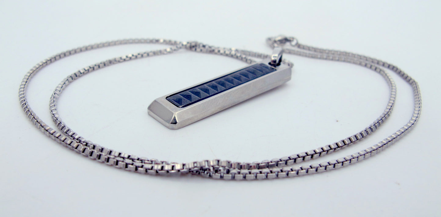 TIFFANY AND CO. Picasso Steel Bar Pendant Necklace 19" Long