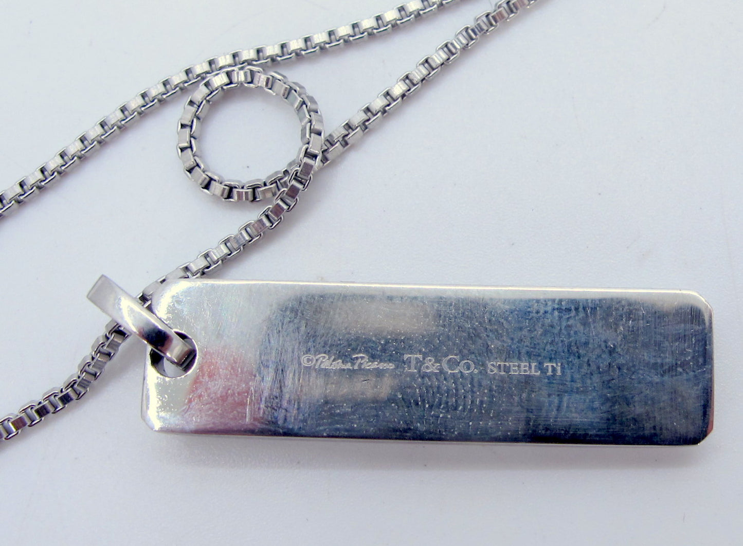 TIFFANY AND CO. Picasso Steel Bar Pendant Necklace 19" Long