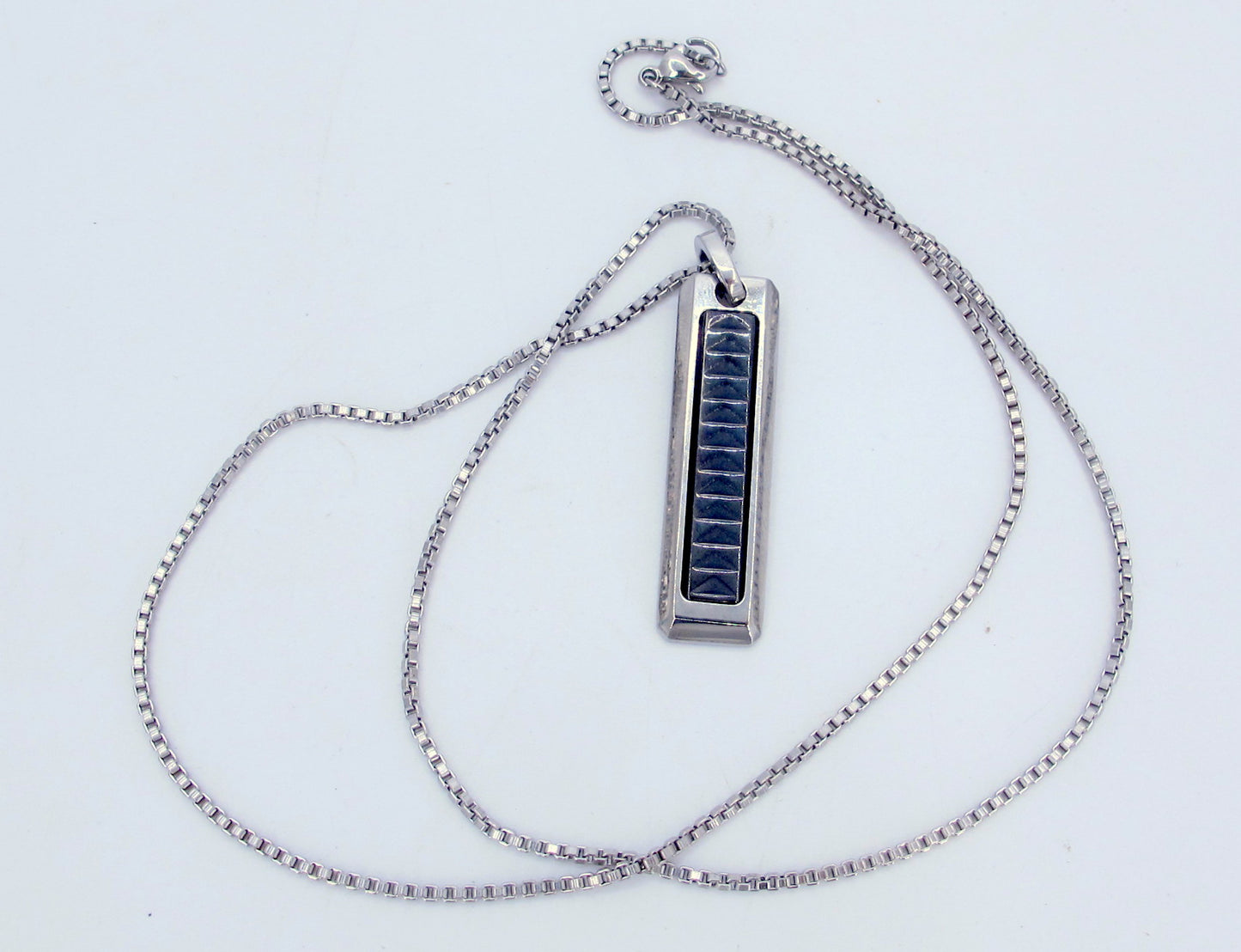 TIFFANY AND CO. Picasso Steel Bar Pendant Necklace 19" Long