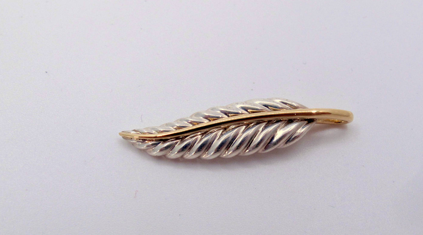 Stunning Sterling & 18K TIFFANY AND CO. LEAF DESIGN Pendant
