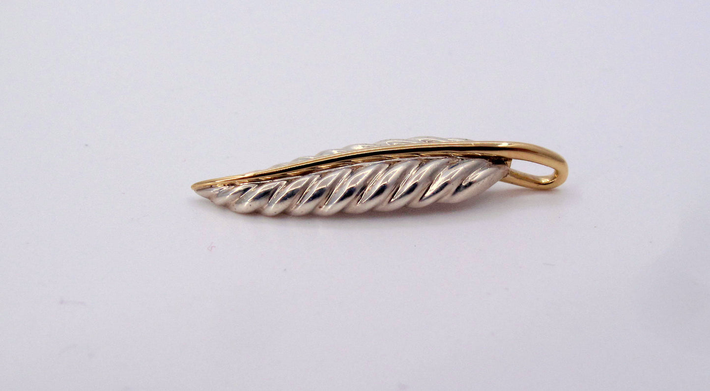 Stunning Sterling & 18K TIFFANY AND CO. LEAF DESIGN Pendant