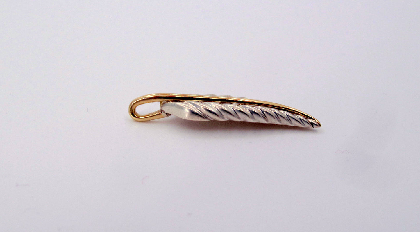 Stunning Sterling & 18K TIFFANY AND CO. LEAF DESIGN Pendant