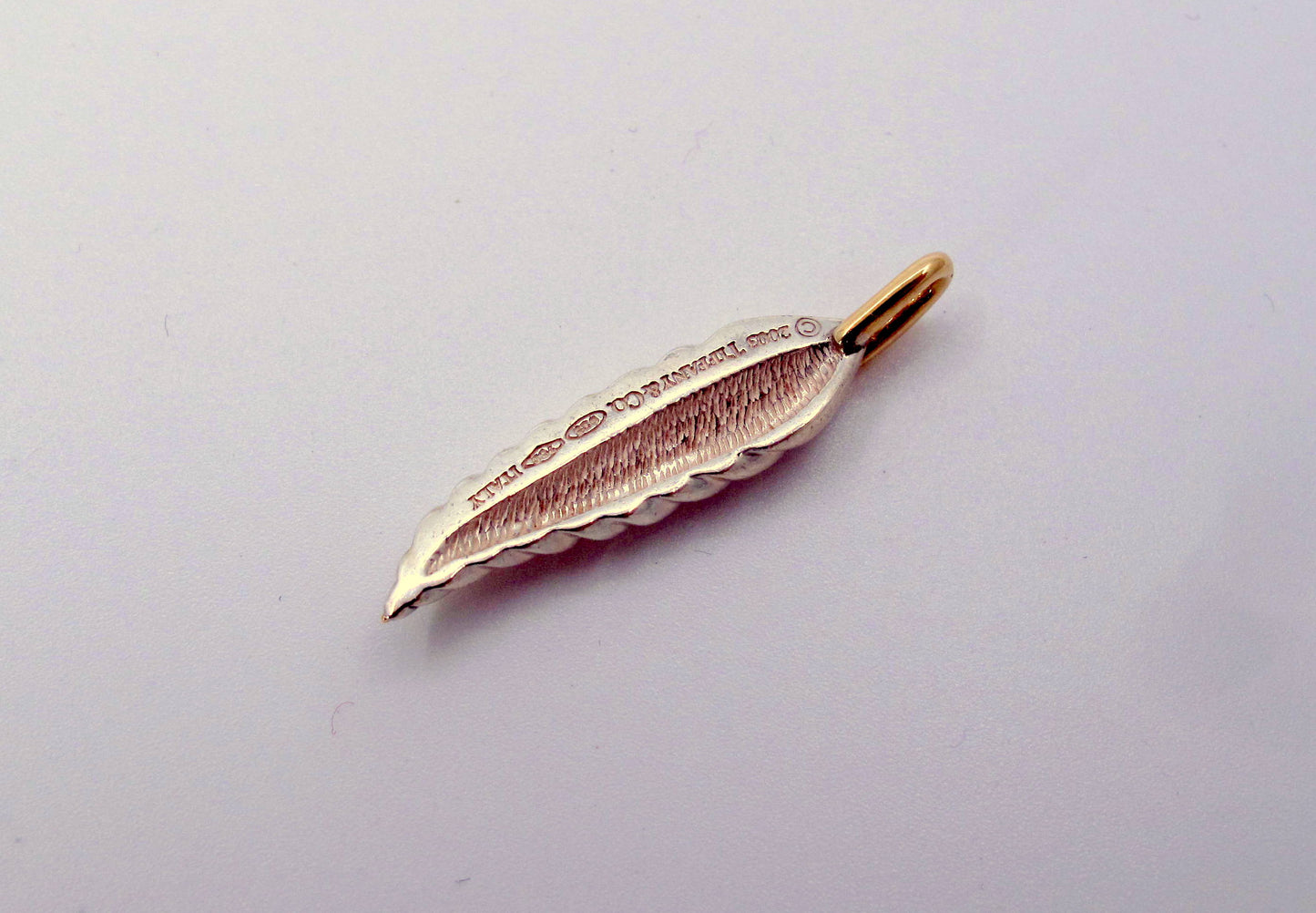Stunning Sterling & 18K TIFFANY AND CO. LEAF DESIGN Pendant