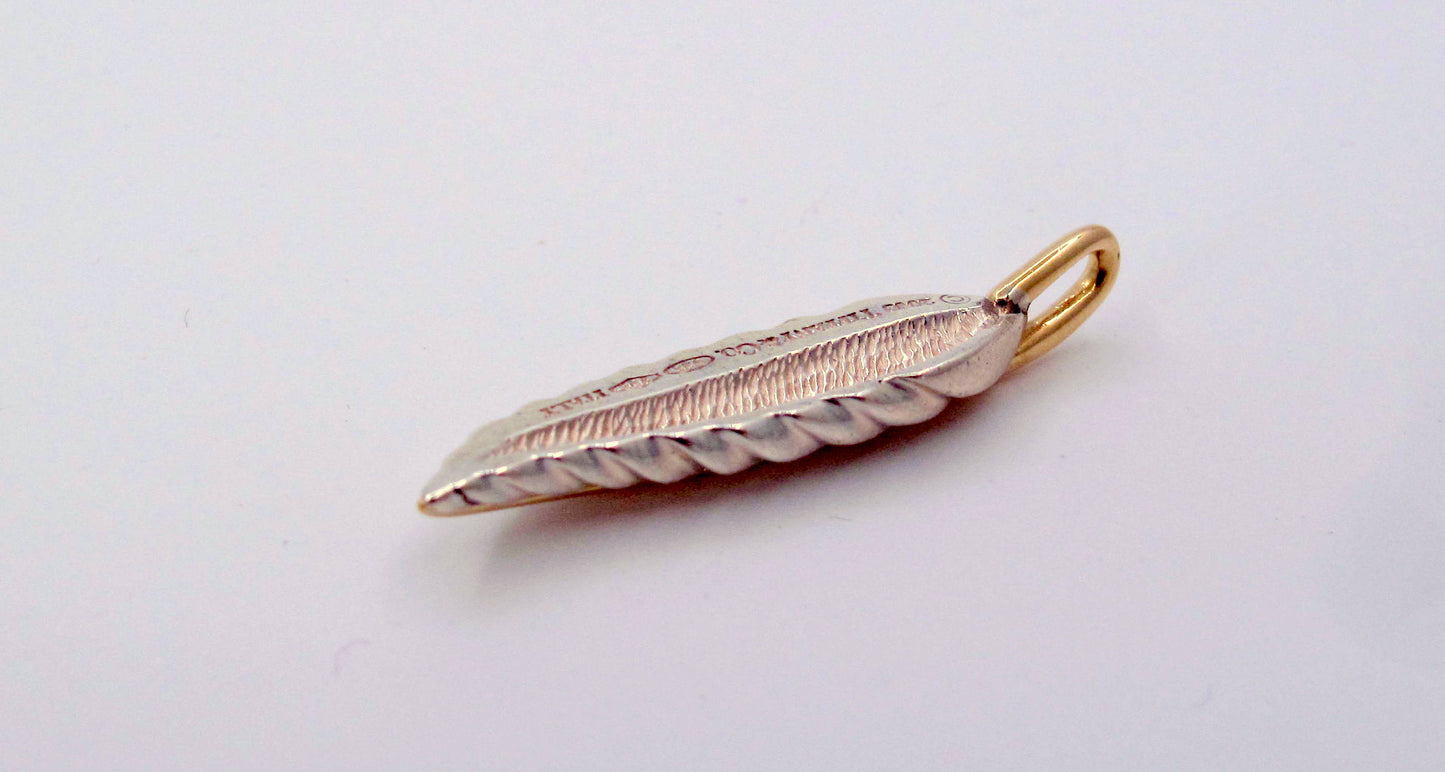 Stunning Sterling & 18K TIFFANY AND CO. LEAF DESIGN Pendant