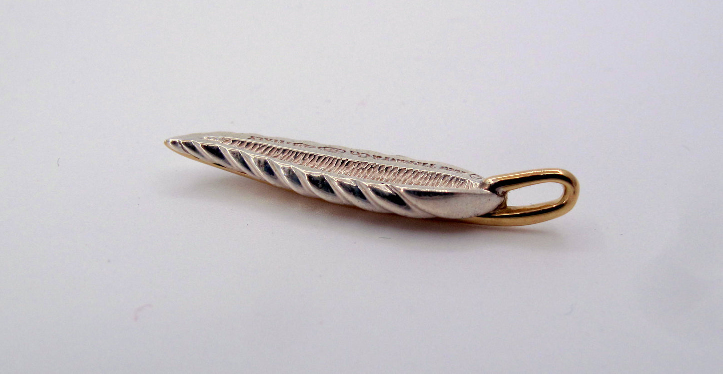 Stunning Sterling & 18K TIFFANY AND CO. LEAF DESIGN Pendant