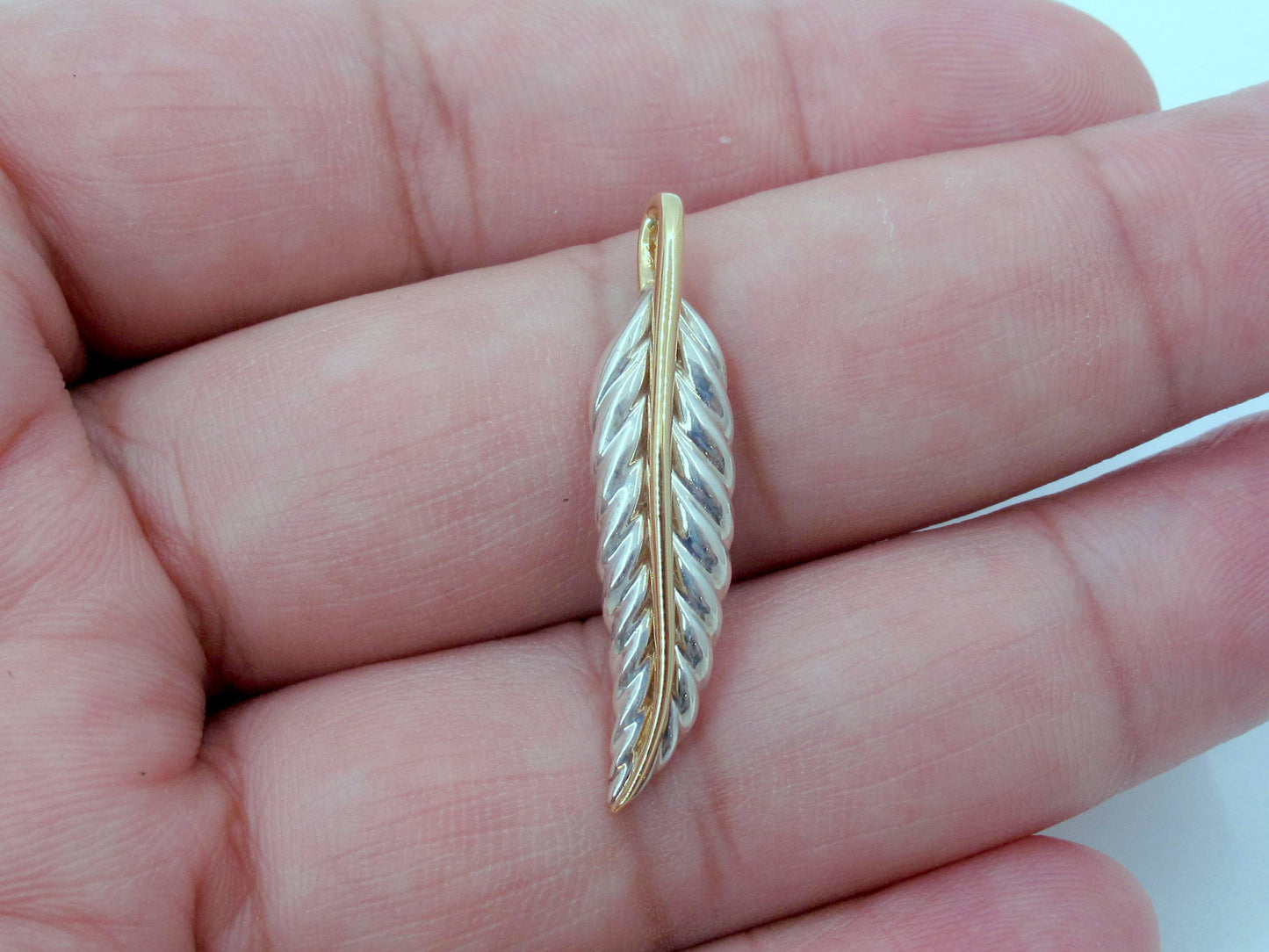 Stunning Sterling & 18K TIFFANY AND CO. LEAF DESIGN Pendant