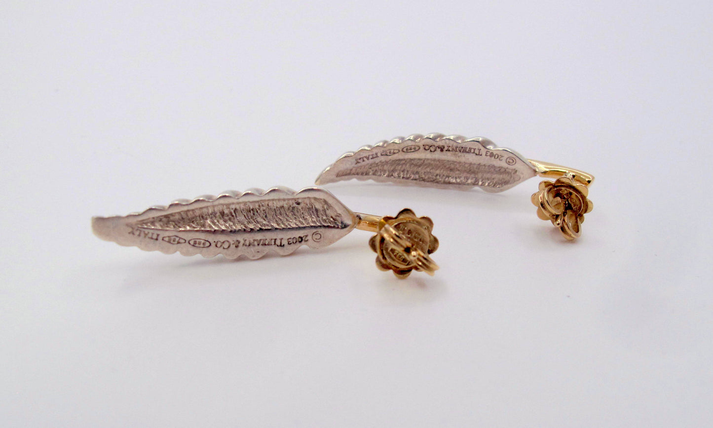Stunning Sterling 18K TIFFANY AND CO. LEAF DESIGN Earrings