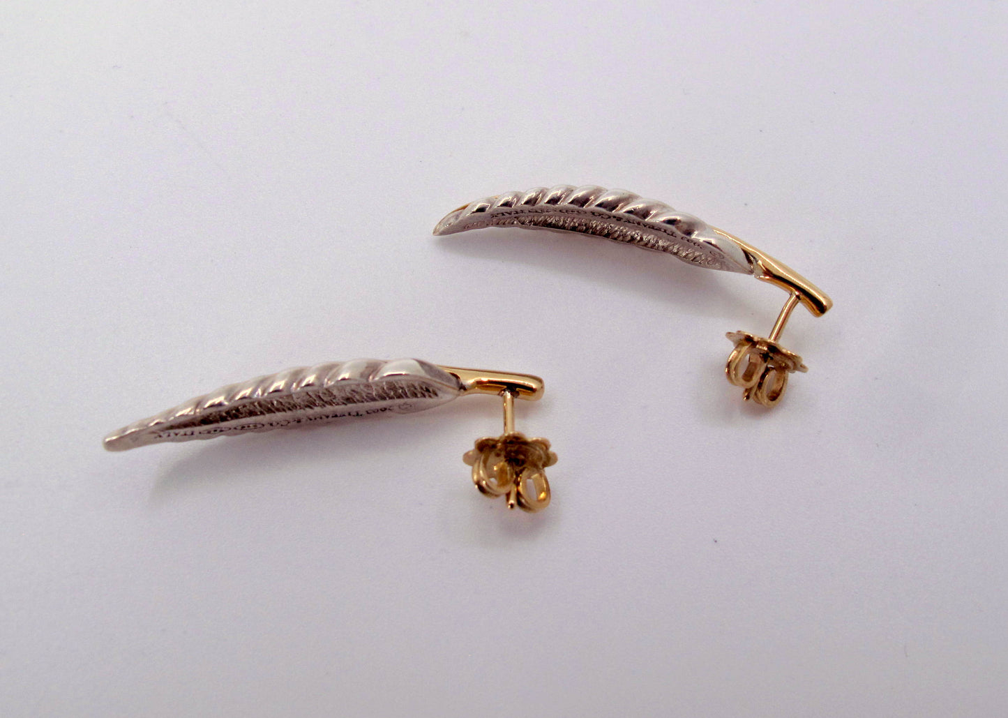 Stunning Sterling 18K TIFFANY AND CO. LEAF DESIGN Earrings