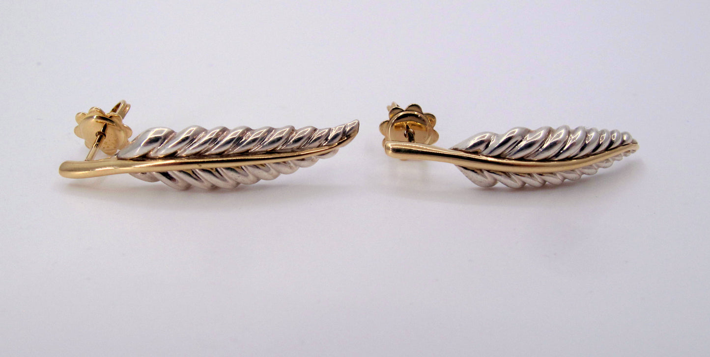 Stunning Sterling 18K TIFFANY AND CO. LEAF DESIGN Earrings