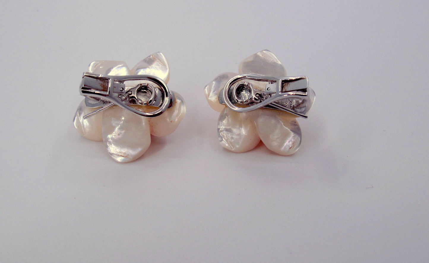 Stunning 18K Gold M.O.P-Coral-Diamond Ladies Earrings Fine Jewelry