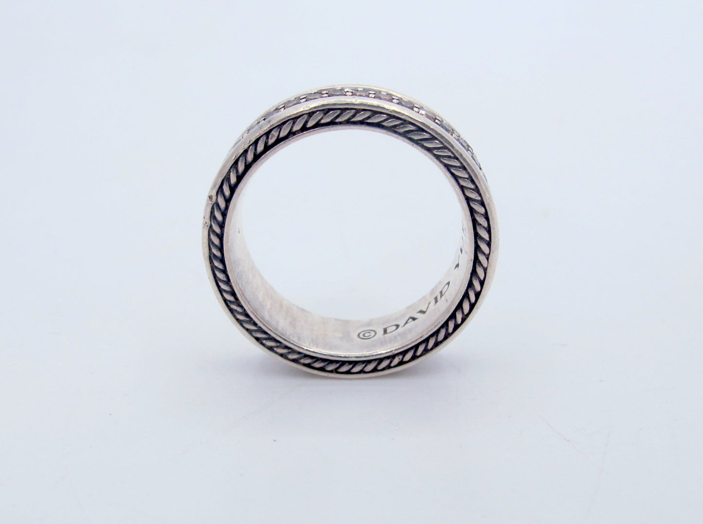 Estate Sterling Silver DAVID YURMAN Streamline Cognac 2 Row Diamond Ring