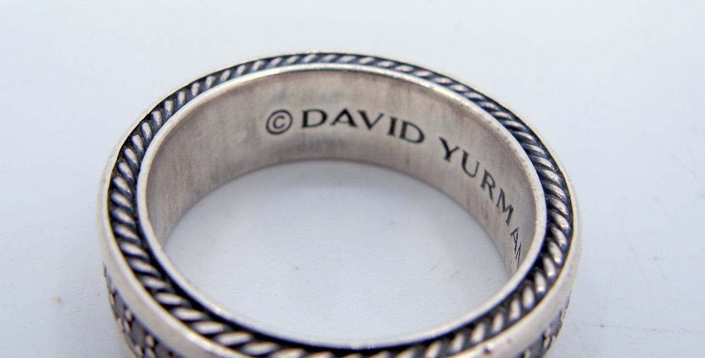 Estate Sterling Silver DAVID YURMAN Streamline Cognac 2 Row Diamond Ring