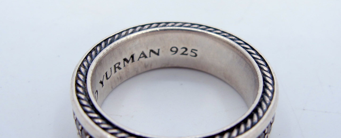 Estate Sterling Silver DAVID YURMAN Streamline Cognac 2 Row Diamond Ring