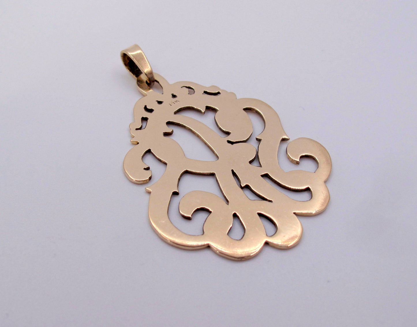 Estate 12.5k Yellow Gold Scrolled "SRS" Initials Pendant