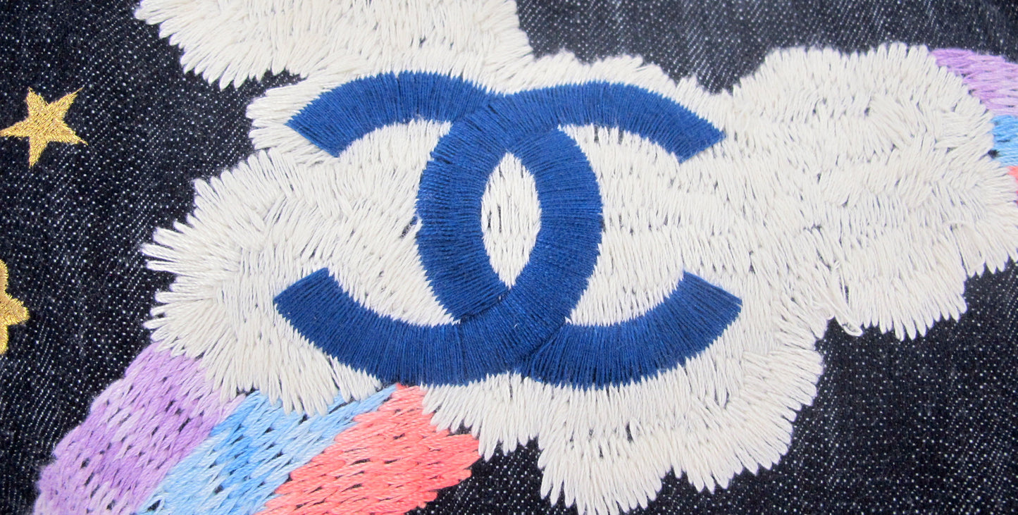 Original Chanel FLY NIGHT Denim Ladies Tote Handbag